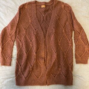 POL Brown/Brick Red Knit Cardigan